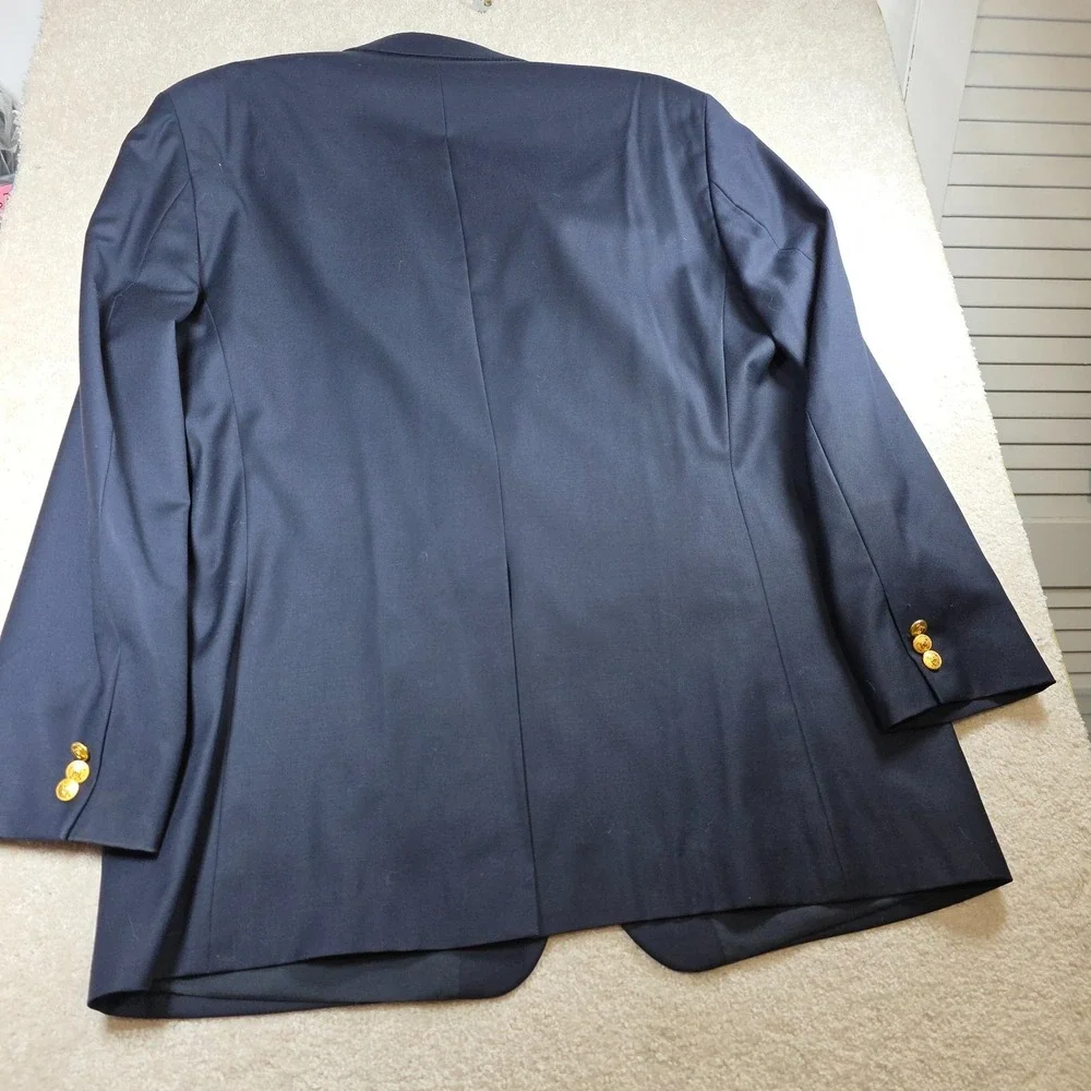 Lauren Ralph Lauren Blazer Mens 46L Navy Blue Wool Notch Lapel 2-Gold Button